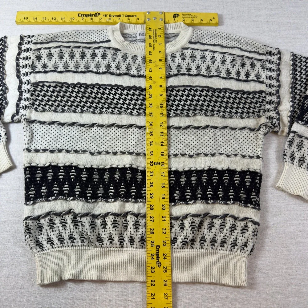 Bellagio Mens XL Cotton Knit Sweater Multi Pattern Geometric Houndstooth Italy